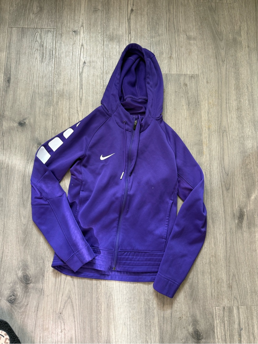 Nike Purple Zip-Up Hooded Sweatshirt with White Swoosh